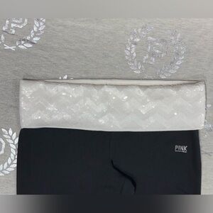 VS PINK VINTAGE BLING FOLDOVER FLARE YOGA PANTS NWOT